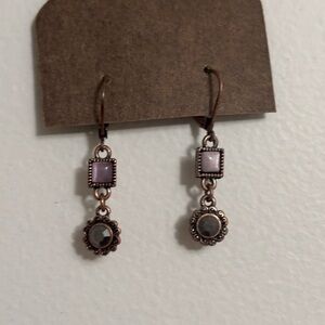 Lia Sophia Pierced Leverback Pendant Drop Crystal Rhinestone Stone Earrings